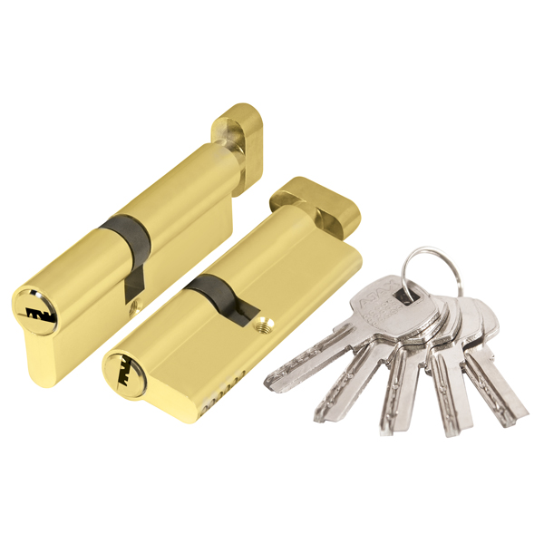 Цилиндровый механизм Ajax (Аякс) с вертушкой AX202/70 mm (30+10+30) PB латунь 5 кл.