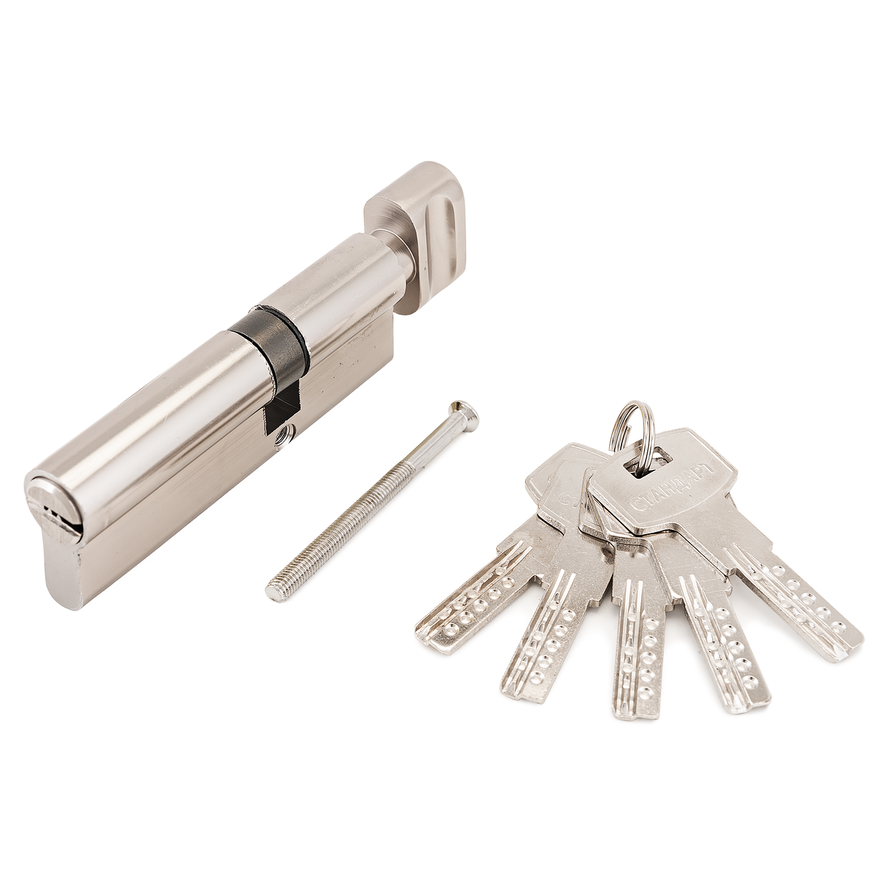 Механизм цилиндровый Стандарт F-02 85(30Bх10х45) CP 5кл хром перф. ключ/верт.