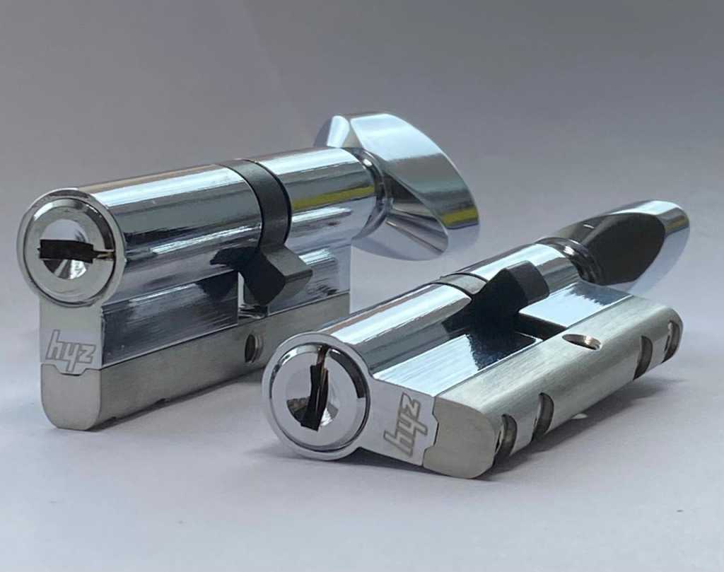 Цилиндровый механизм с вертушкой HYZ 110 мм (45х10х55) со смещением латунь 4 класс